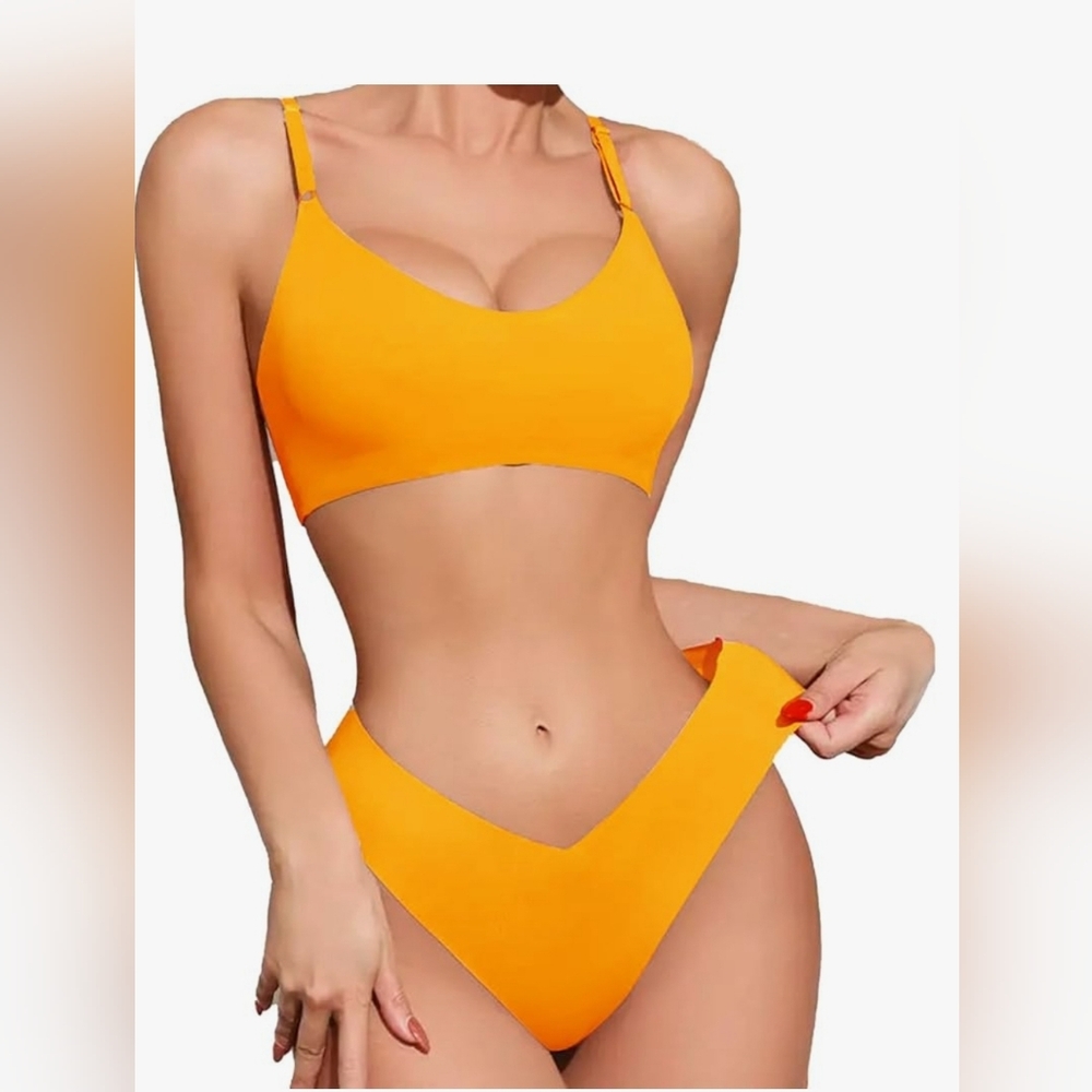 Orange Seamless XL Bra&Thong Panty Set